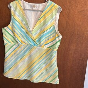 Talbots Yellow and Blue Wrap Blouse